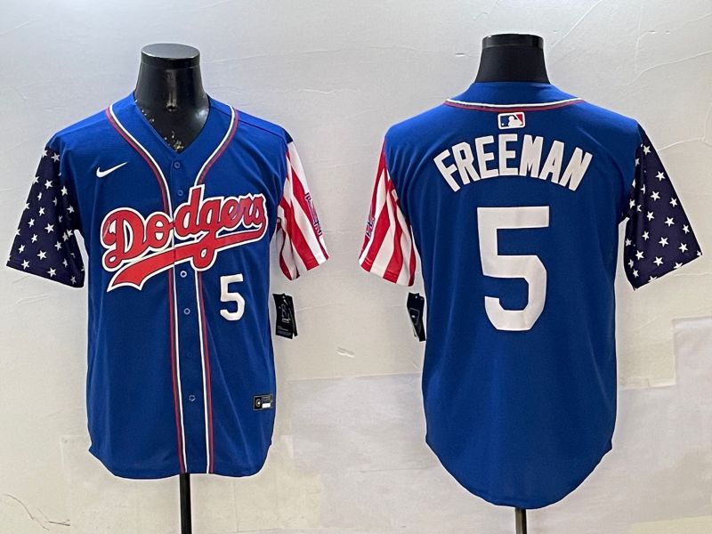 Men Los Angeles Dodgers #5 Freeman Blue a generation of national flags Joint name 2025 Nike MLB Jersey style 10